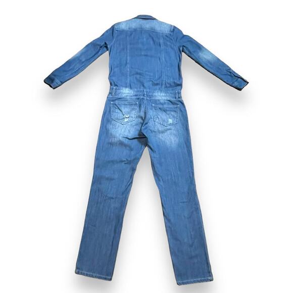 Signature8 Distressed Blue Jean Denim Coveralls Jumper Size S/M - Picture 2 of 16